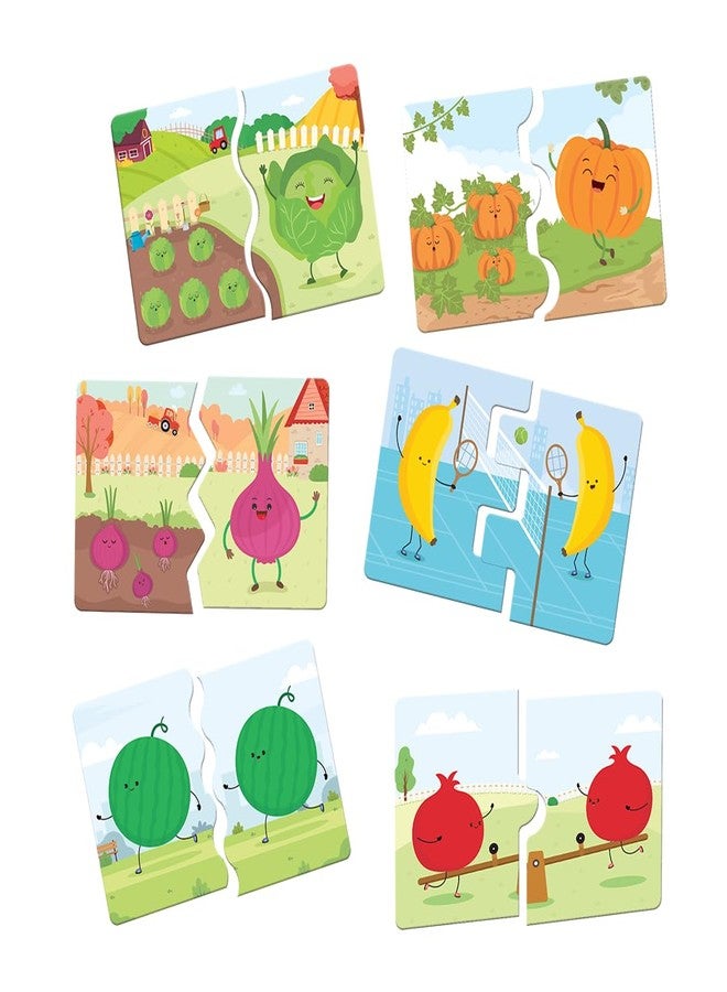 GiniMini Fruits & Vegetables Puzzle for Kids 2 3 4 5 Years | Educational 2 Piece Puzzle for Memory & Motor Skills | Return & Birthday Gifts for Boys & Girls - Image 2